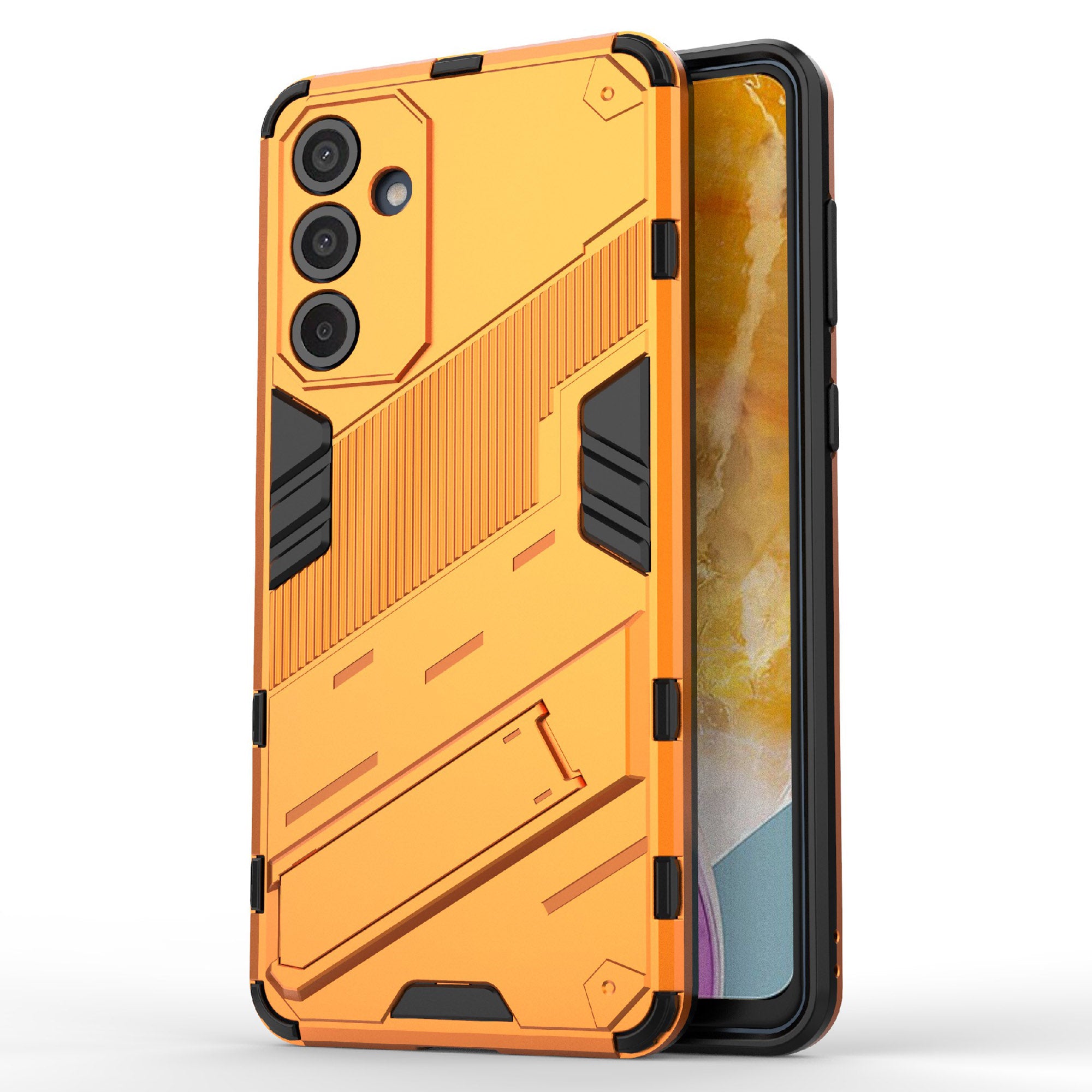 For Samsung Galaxy M55 5G Case Kickstand Protective PC+TPU Phone Cover - Orange