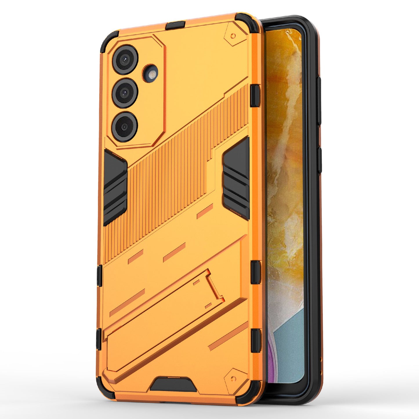 For Samsung Galaxy M55 5G Case Kickstand Protective PC+TPU Phone Cover - Orange