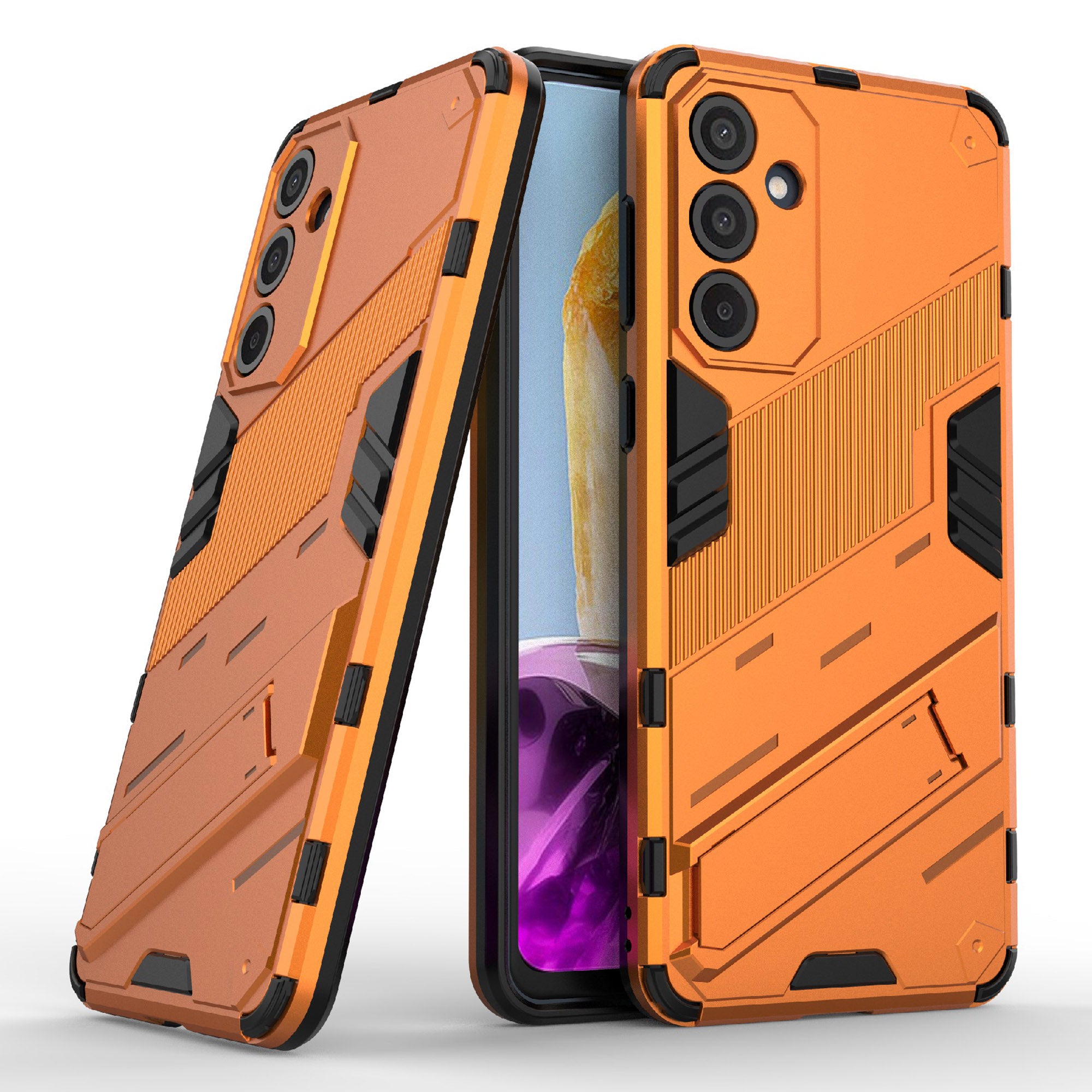 For Samsung Galaxy M55 5G Case Kickstand Protective PC+TPU Phone Cover - Orange
