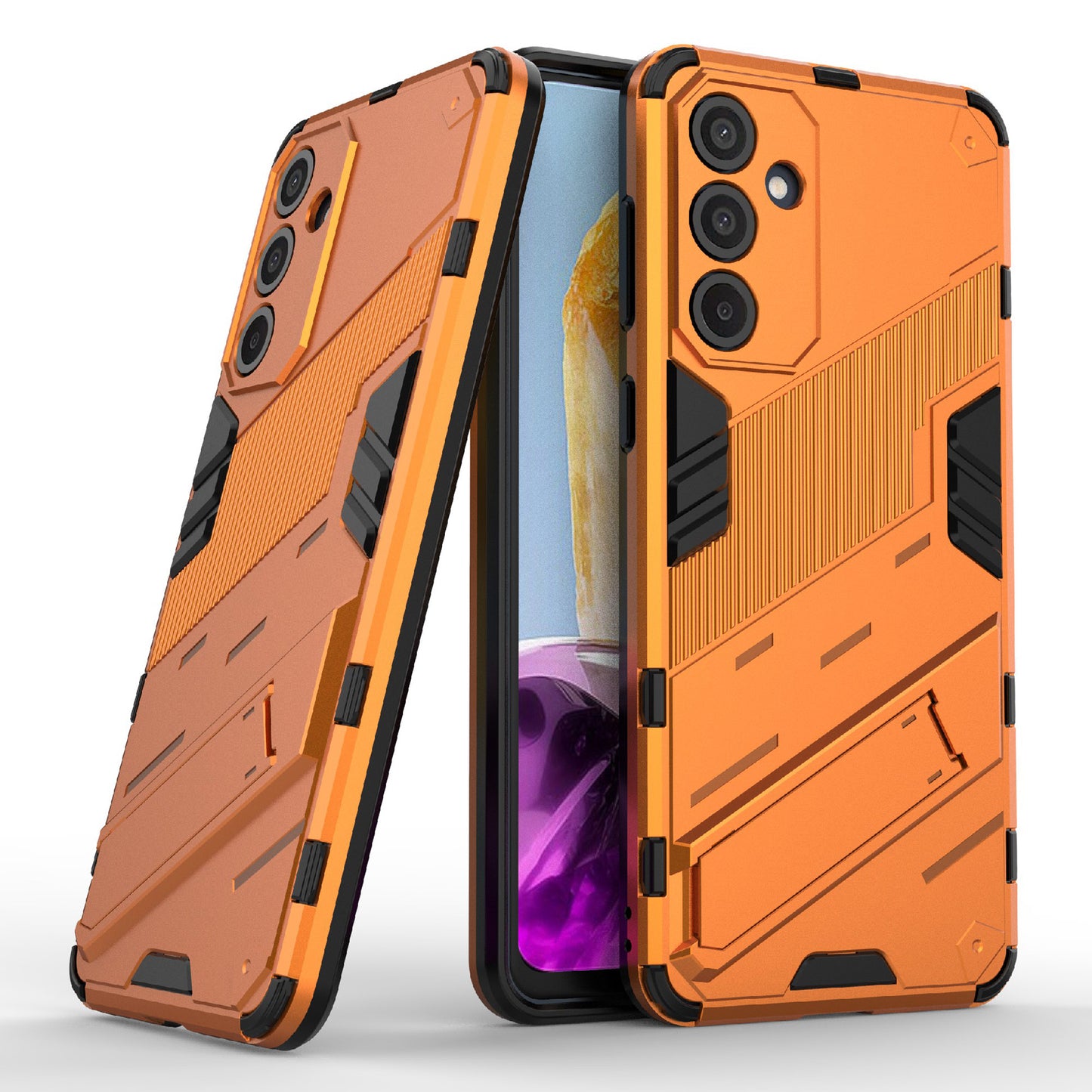 For Samsung Galaxy M55 5G Case Kickstand Protective PC+TPU Phone Cover - Orange