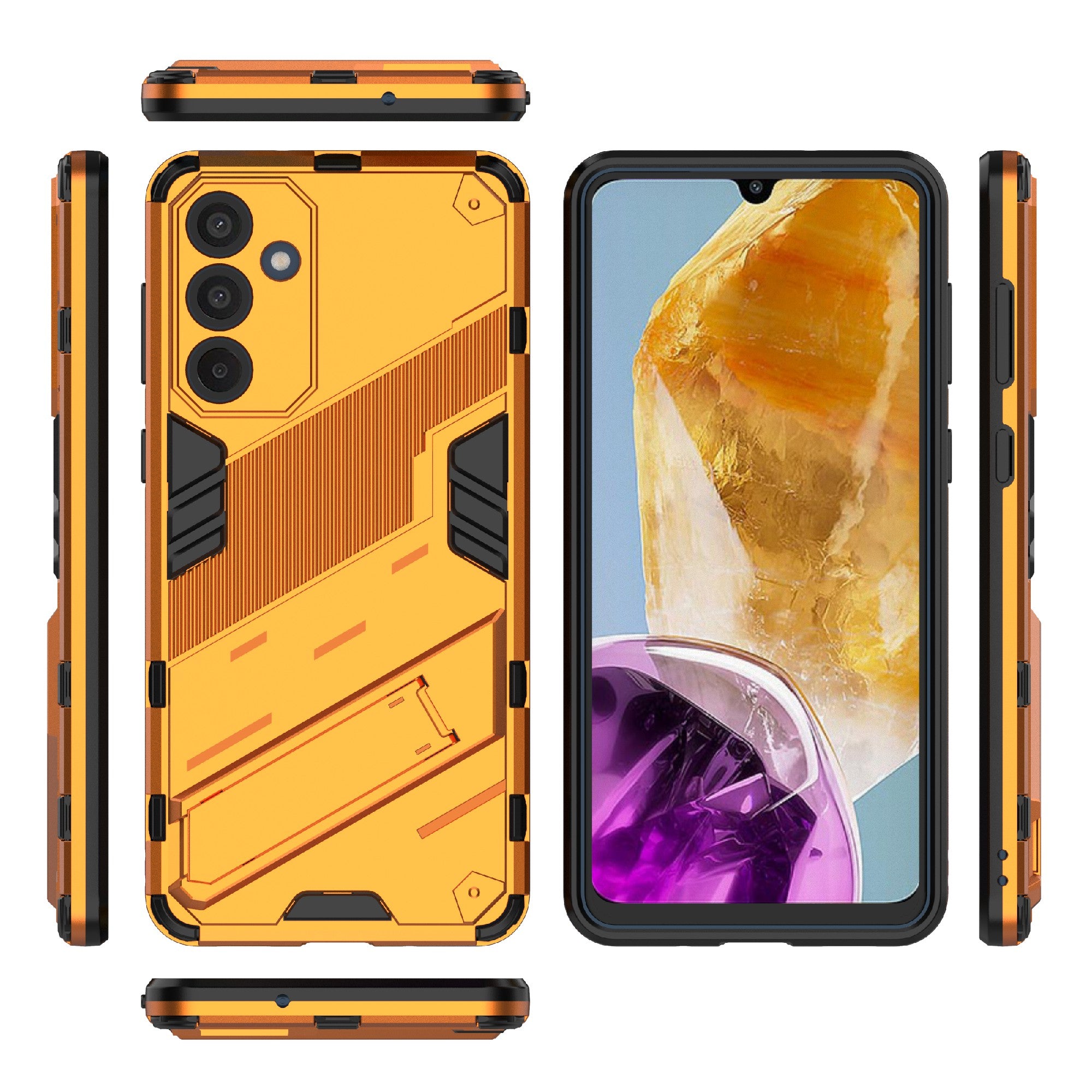 For Samsung Galaxy M55 5G Case Kickstand Protective PC+TPU Phone Cover - Orange