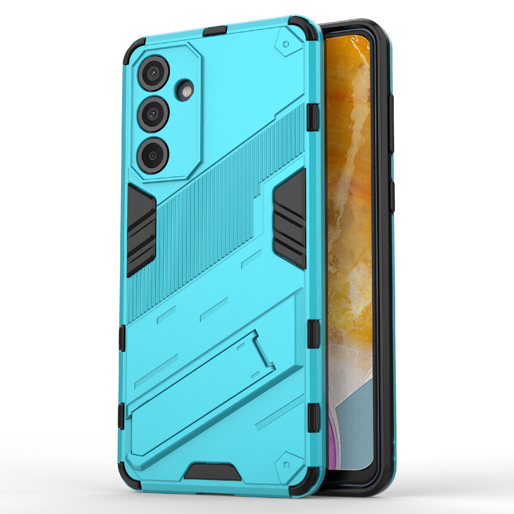 For Samsung Galaxy M55 5G Case Kickstand Protective PC+TPU Phone Cover - Baby Blue