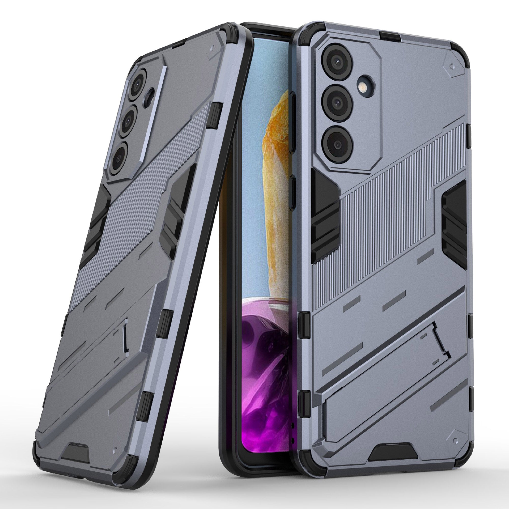 For Samsung Galaxy M55 5G Case Kickstand Protective PC+TPU Phone Cover - Dark Blue