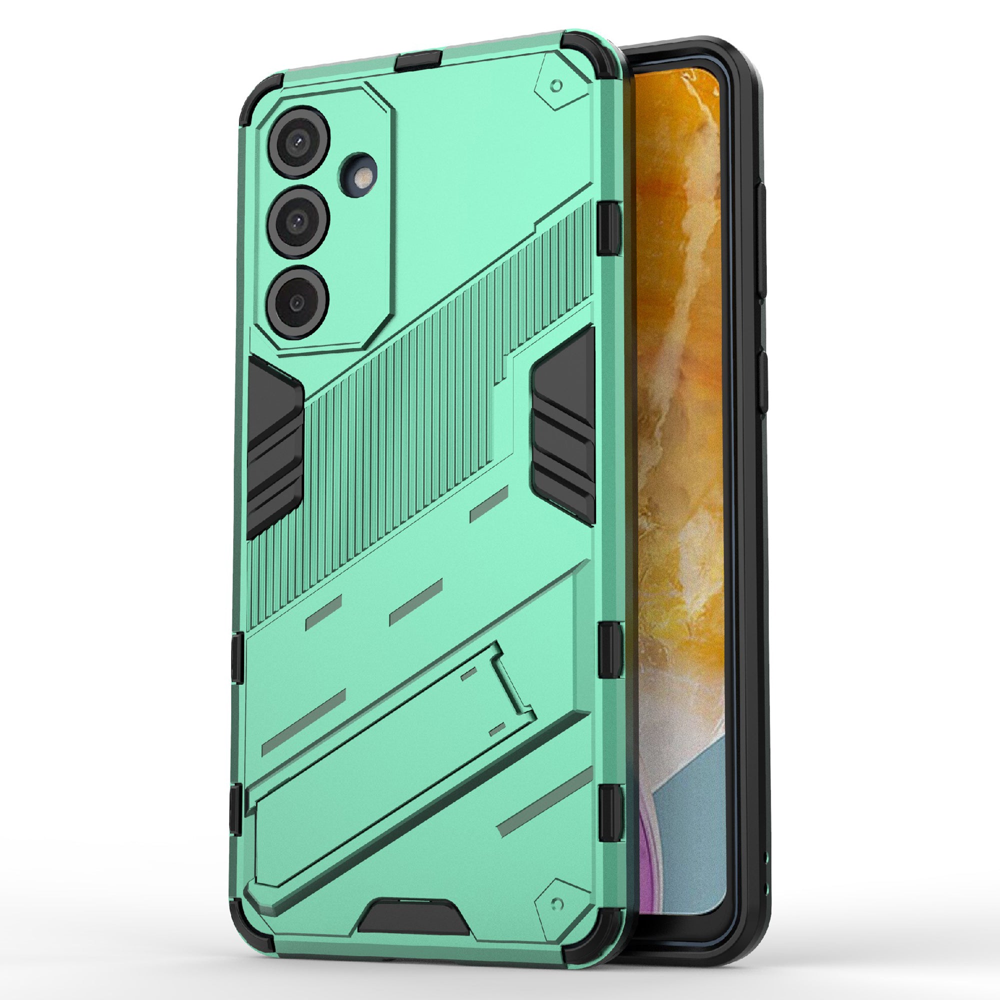 For Samsung Galaxy M55 5G Case Kickstand Protective PC+TPU Phone Cover - Green