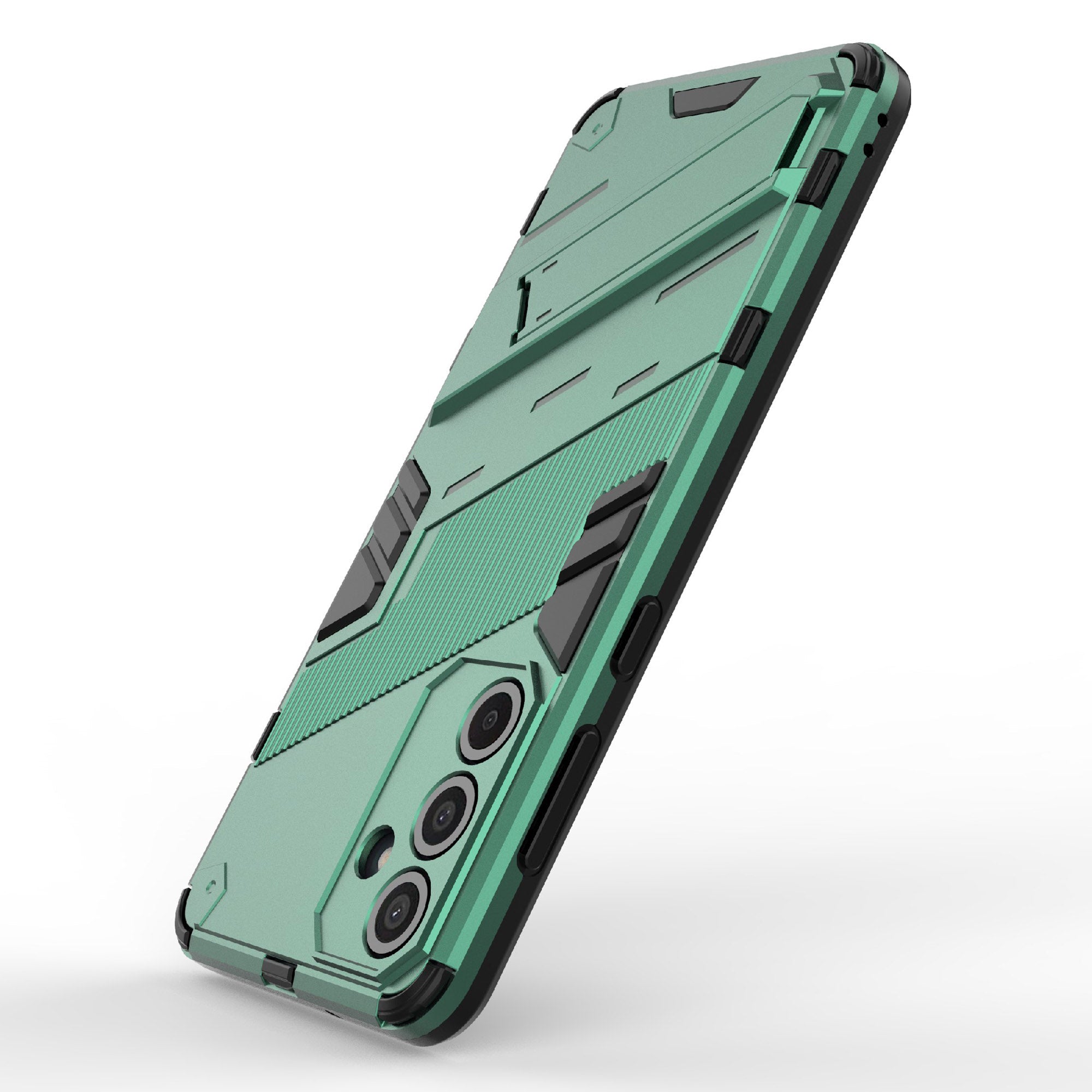For Samsung Galaxy M55 5G Case Kickstand Protective PC+TPU Phone Cover - Green