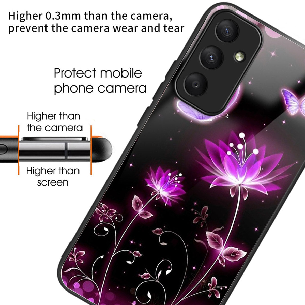 For Samsung Galaxy A33 5G Case Pattern Printed Tempered Glass TPU Phone Cover - Style B