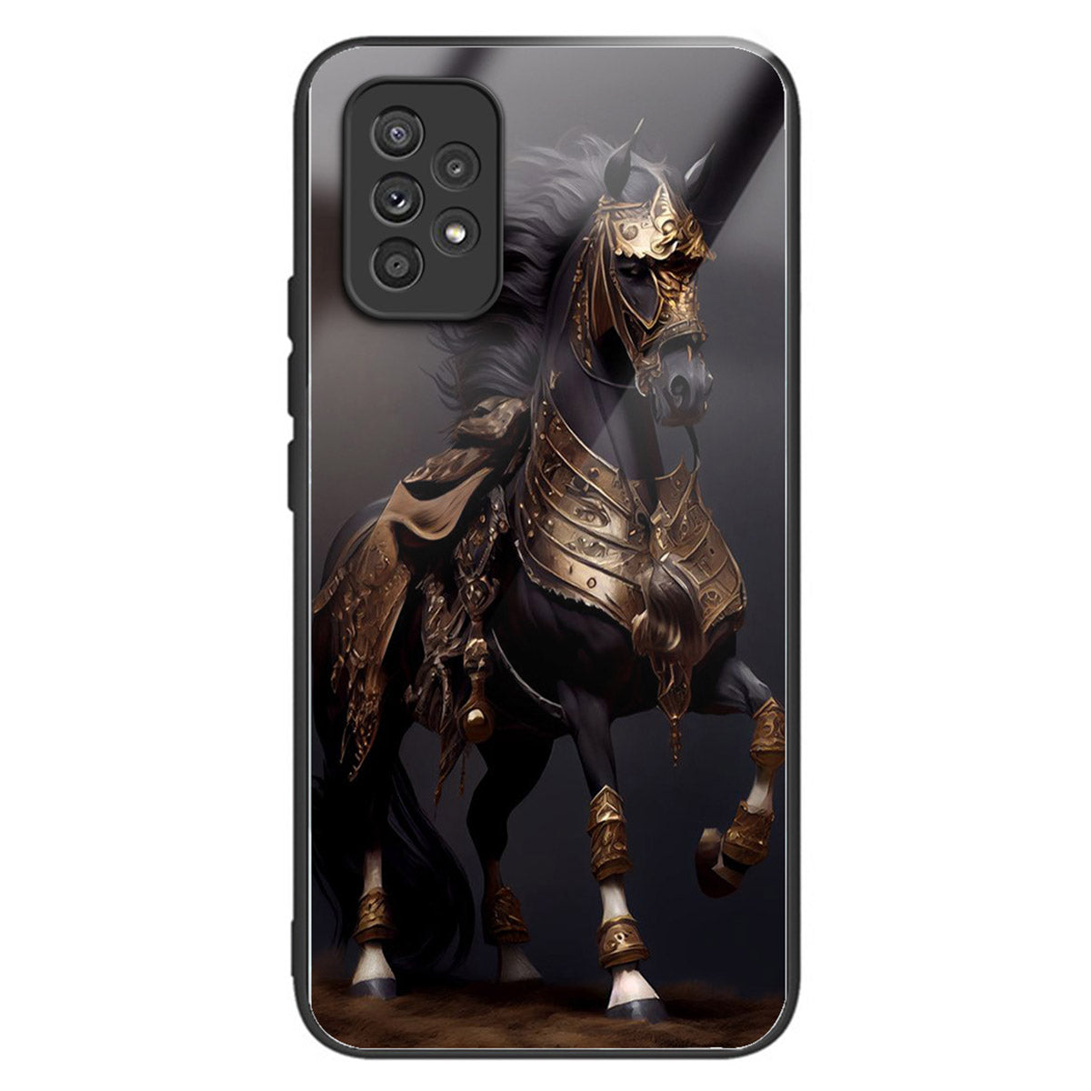 For Samsung Galaxy A53 5G Case Pattern Design Anti-Scratch Tempered Glass Phone Cover - Masked Horse