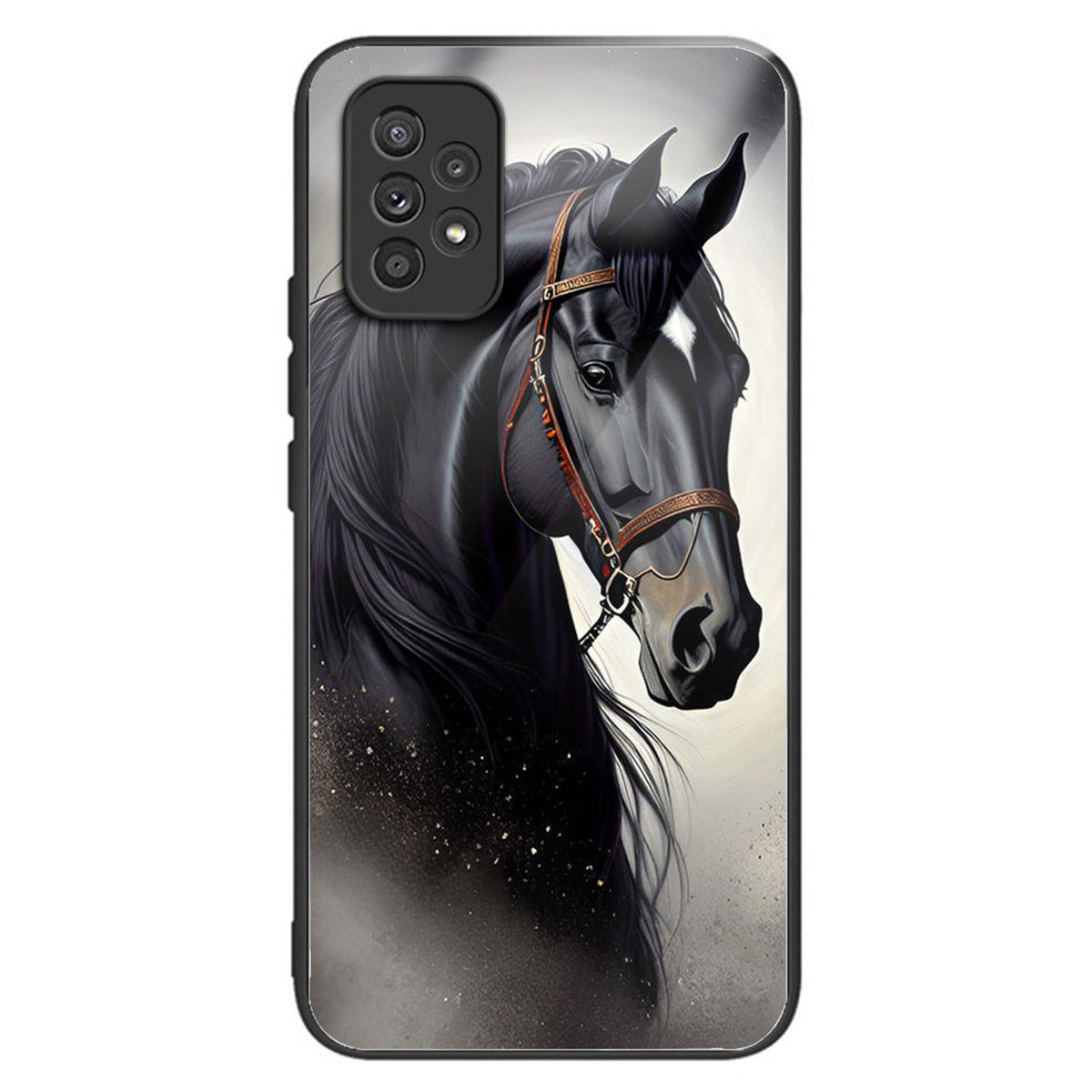 For Samsung Galaxy A53 5G Case Pattern Design Anti-Scratch Tempered Glass Phone Cover - Horse