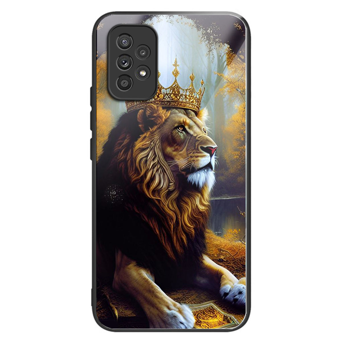 For Samsung Galaxy A53 5G Case Pattern Design Anti-Scratch Tempered Glass Phone Cover - Lion King