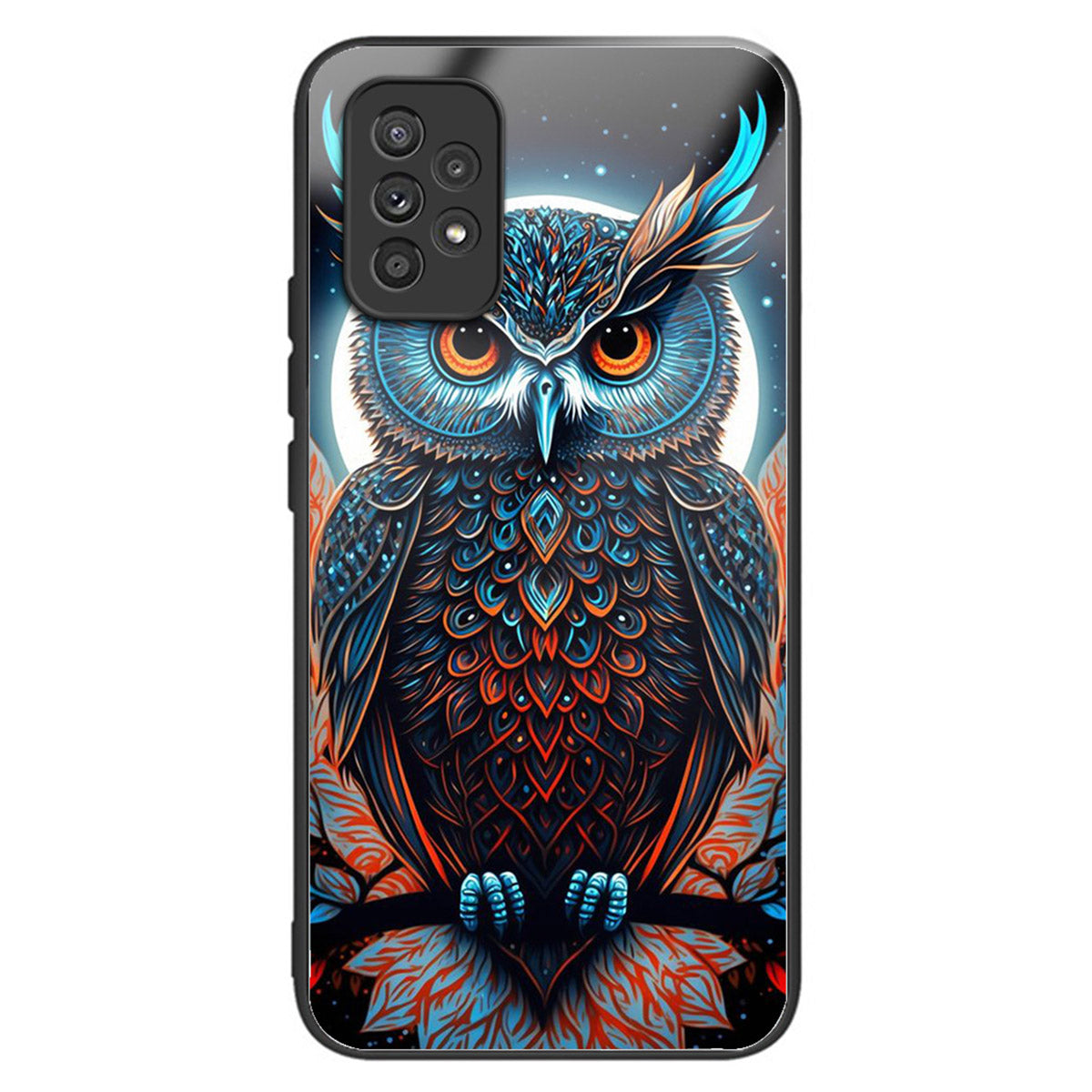 For Samsung Galaxy A53 5G Case Pattern Design Anti-Scratch Tempered Glass Phone Cover - Owl