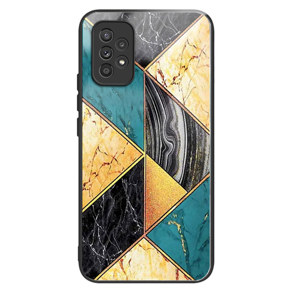 For Samsung Galaxy A53 5G Case Pattern Design Anti-Scratch Tempered Glass Phone Cover - Splicing Marble