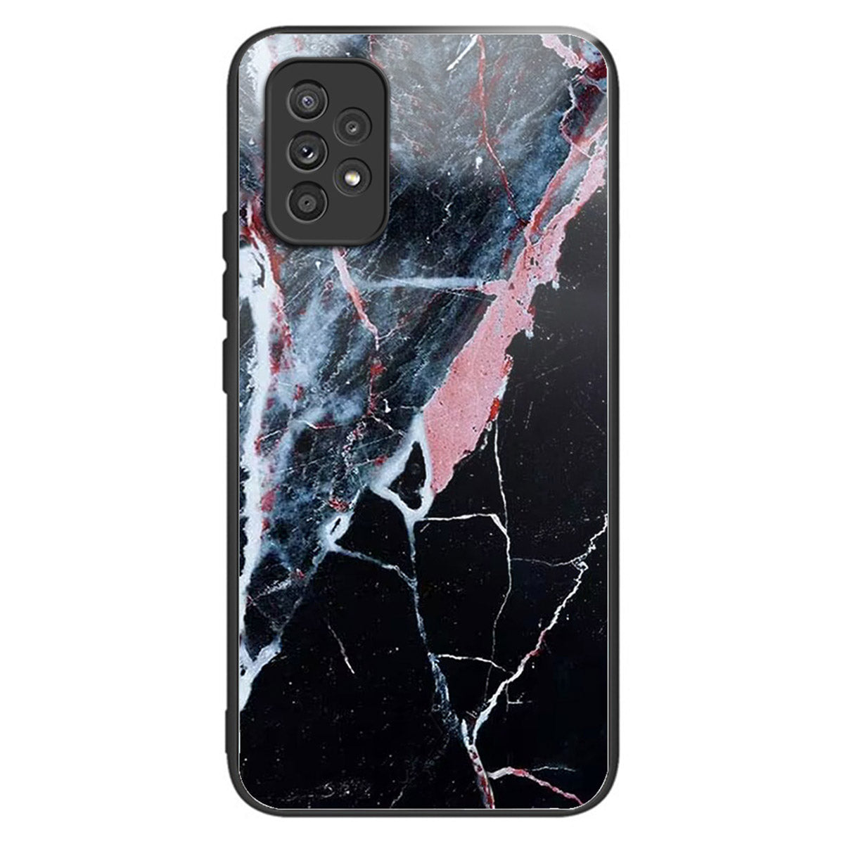 For Samsung Galaxy A53 5G Case Pattern Design Anti-Scratch Tempered Glass Phone Cover - Black Marble