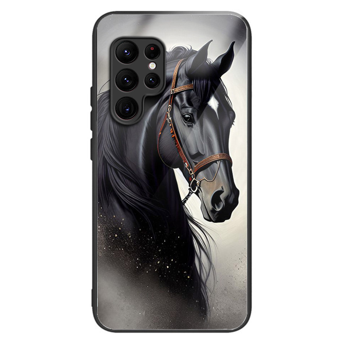 For Samsung Galaxy S24 Ultra Case Pattern Printed Tempered Glass+TPU Phone Cover - Horse