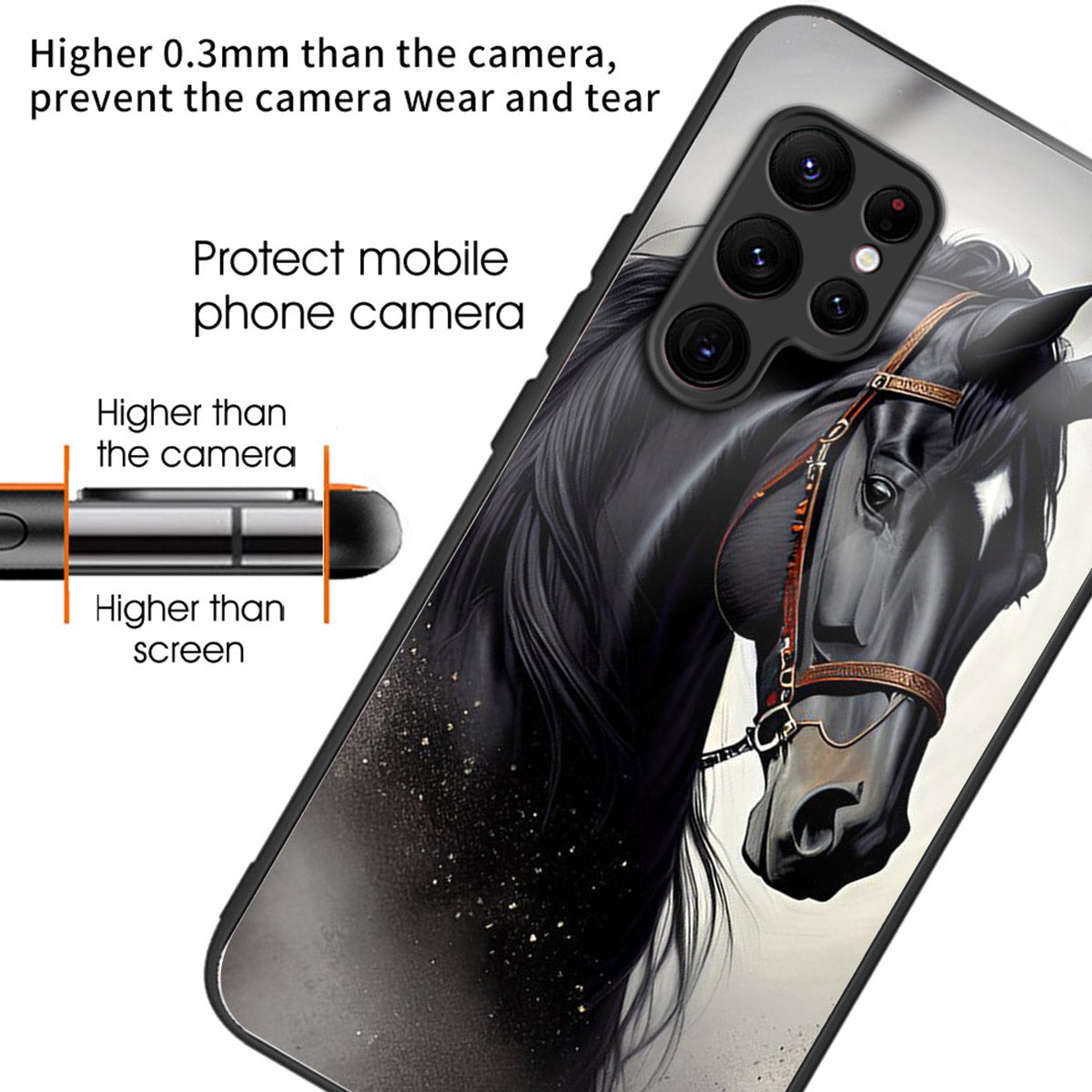 For Samsung Galaxy S24 Ultra Case Pattern Printed Tempered Glass+TPU Phone Cover - Horse