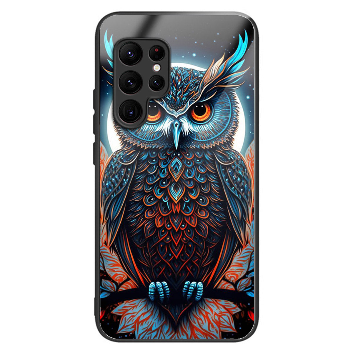 For Samsung Galaxy S24 Ultra Case Pattern Printed Tempered Glass+TPU Phone Cover - Owl