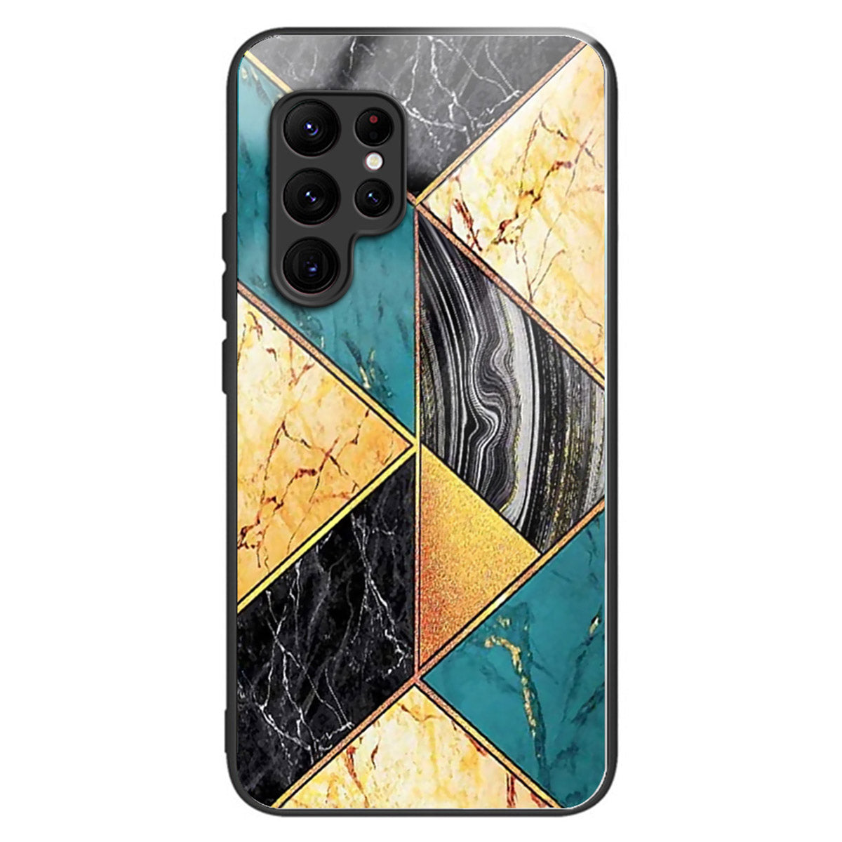 For Samsung Galaxy S24 Ultra Case Pattern Printed Tempered Glass+TPU Phone Cover - Splicing Marble