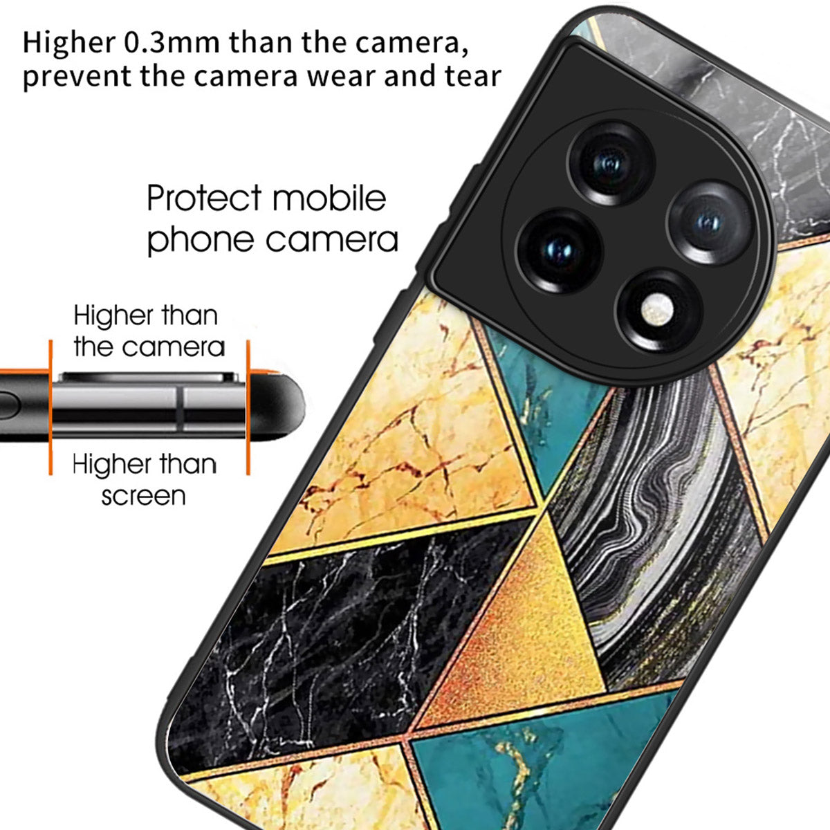 For OnePlus Ace 3 5G / 12R 5G TPU Case Pattern Printing Tempered Glass Back Phone Cover - Style A