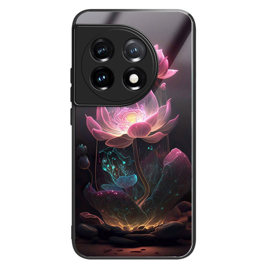 For OnePlus Ace 3 5G / 12R 5G TPU Case Pattern Printing Tempered Glass Back Phone Cover - Style B