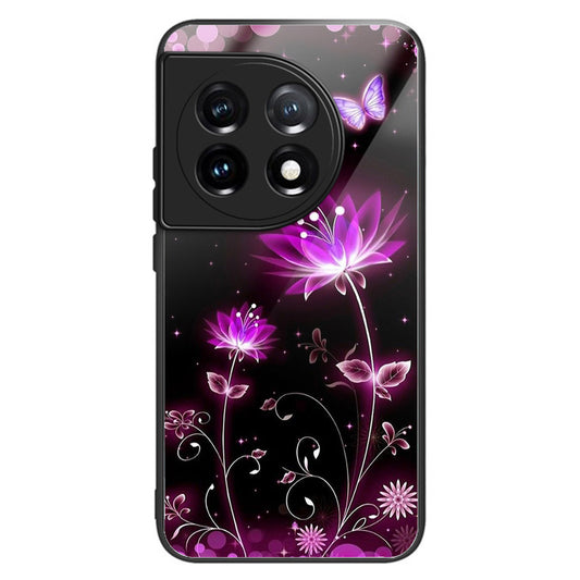 For OnePlus Ace 3 5G / 12R 5G TPU Case Pattern Printing Tempered Glass Back Phone Cover - Style C