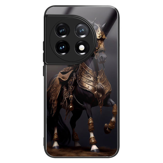 For OnePlus Ace 3 5G / 12R 5G TPU Case Pattern Printing Tempered Glass Back Phone Cover - Style D
