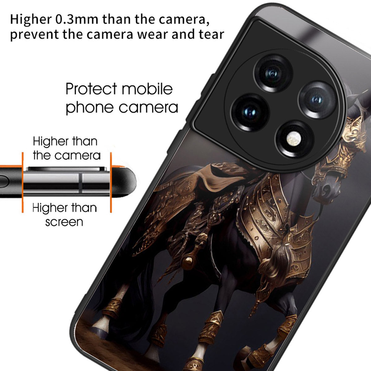 For OnePlus Ace 3 5G / 12R 5G TPU Case Pattern Printing Tempered Glass Back Phone Cover - Style D