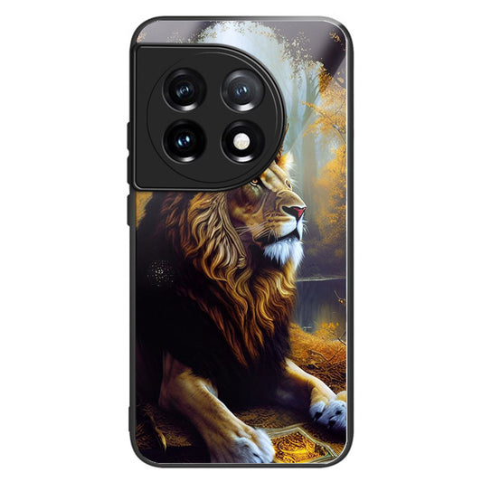 For OnePlus Ace 3 5G / 12R 5G TPU Case Pattern Printing Tempered Glass Back Phone Cover - Style G