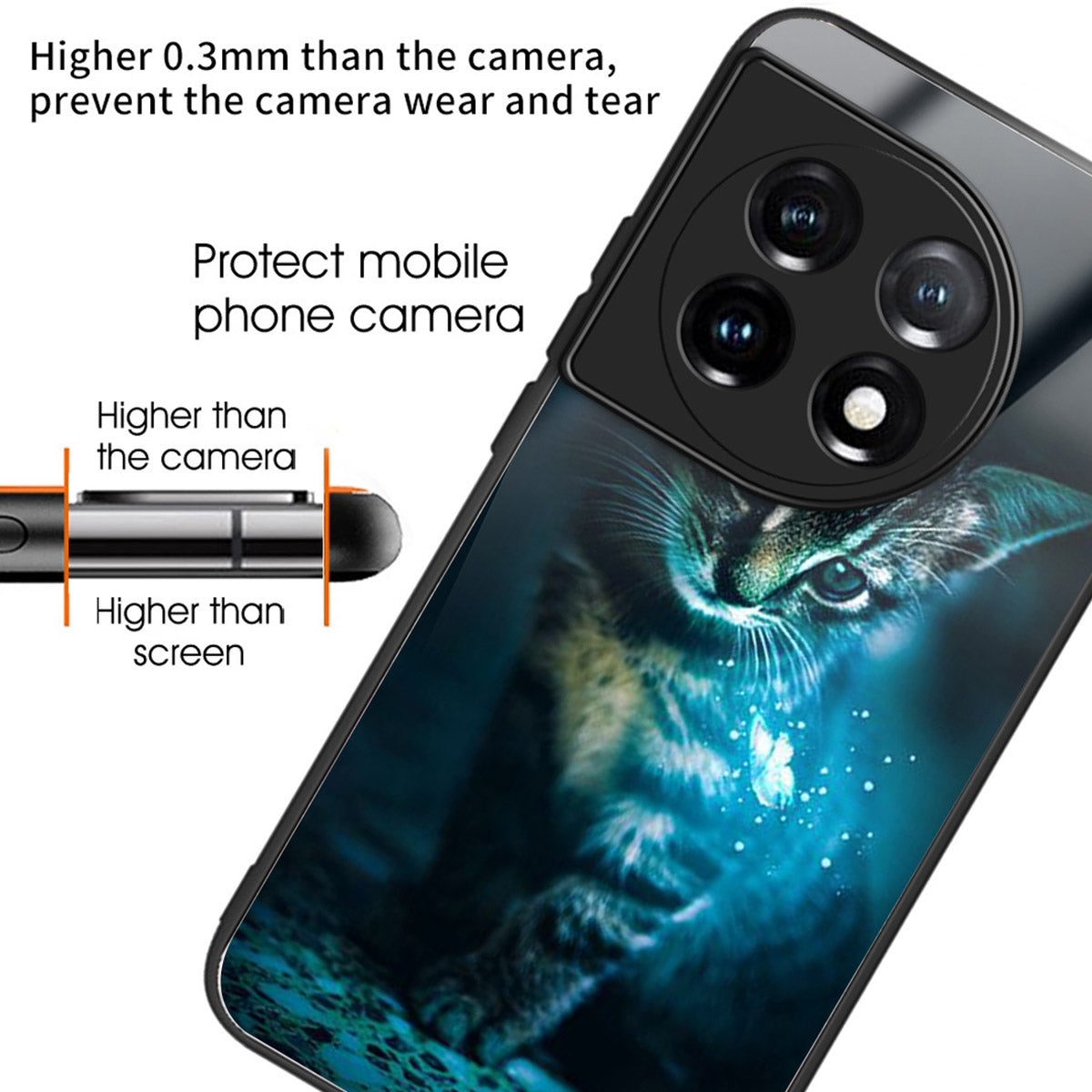 For OnePlus Ace 3 5G / 12R 5G TPU Case Pattern Printing Tempered Glass Back Phone Cover - Style I