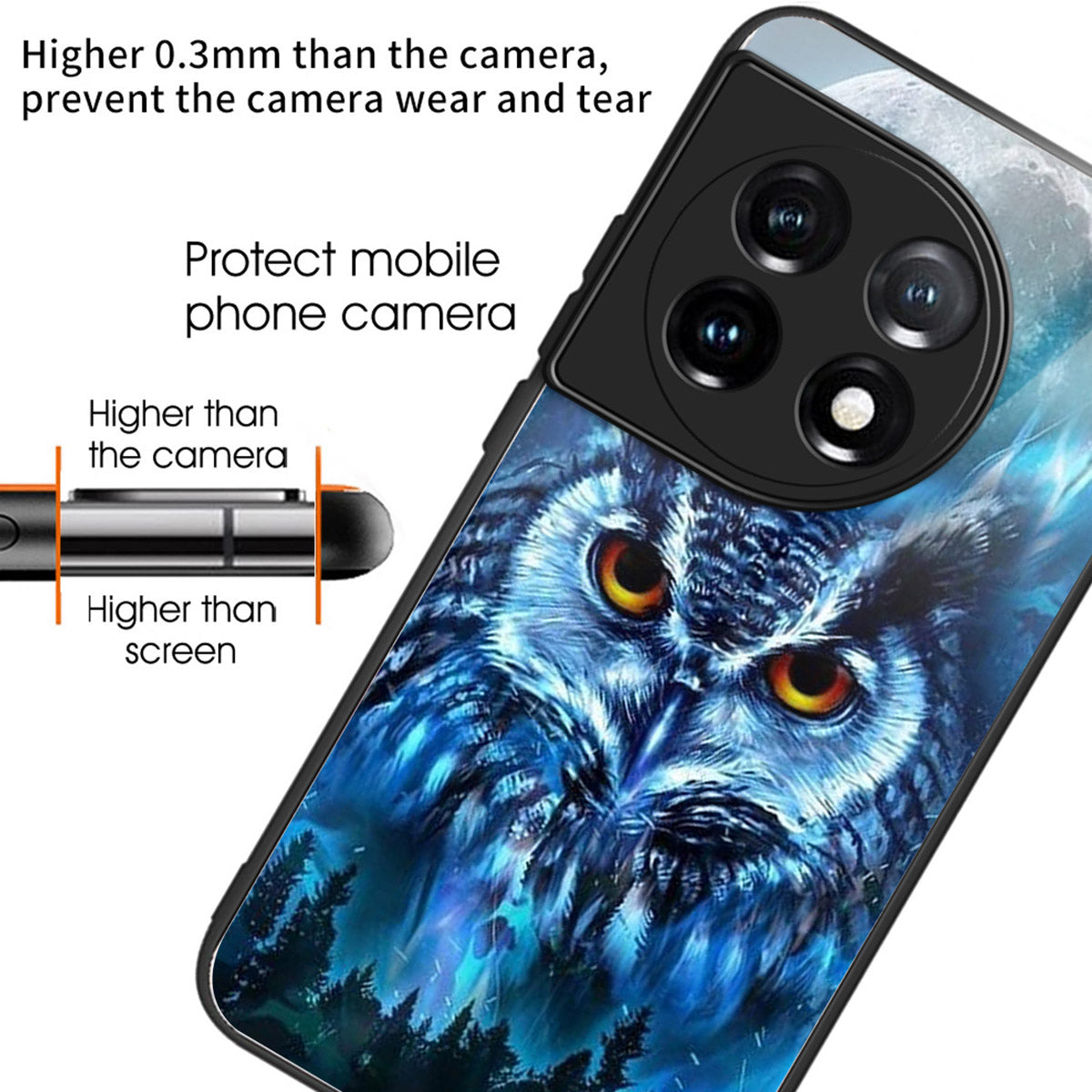 For OnePlus Ace 3 5G / 12R 5G TPU Case Pattern Printing Tempered Glass Back Phone Cover - Style K