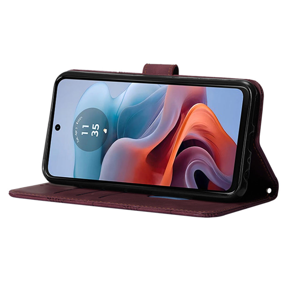 YB Imprinting Series-2 for OnePlus Nord CE4 5G Leather Wallet Case Crossbody Phone Cover - Wine Red