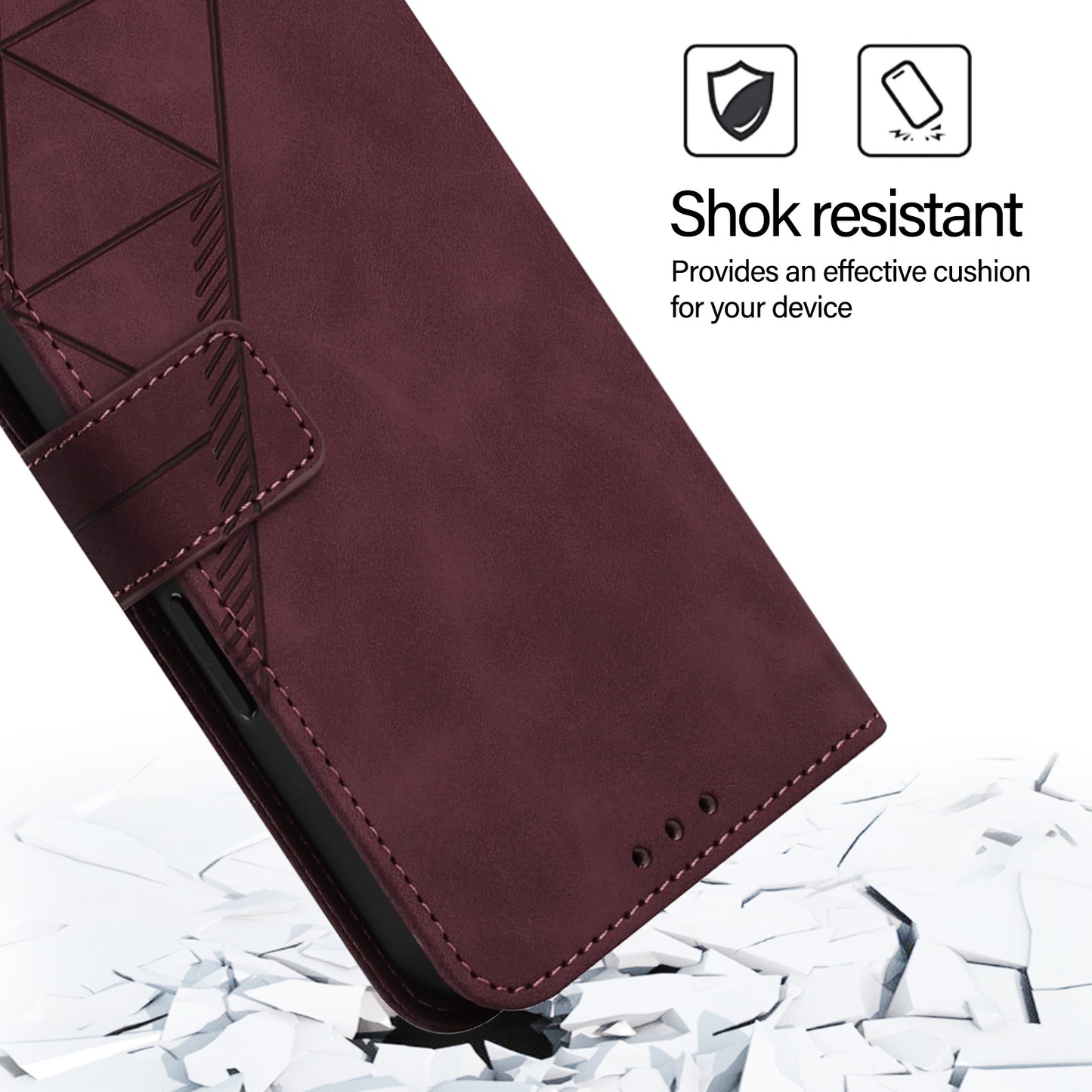 YB Imprinting Series-2 for OnePlus Nord CE4 5G Leather Wallet Case Crossbody Phone Cover - Wine Red