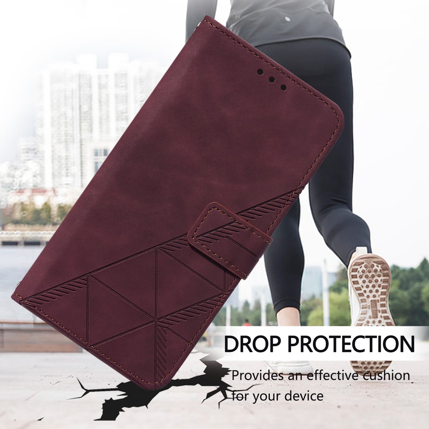YB Imprinting Series-2 for OnePlus Nord CE4 5G Leather Wallet Case Crossbody Phone Cover - Wine Red
