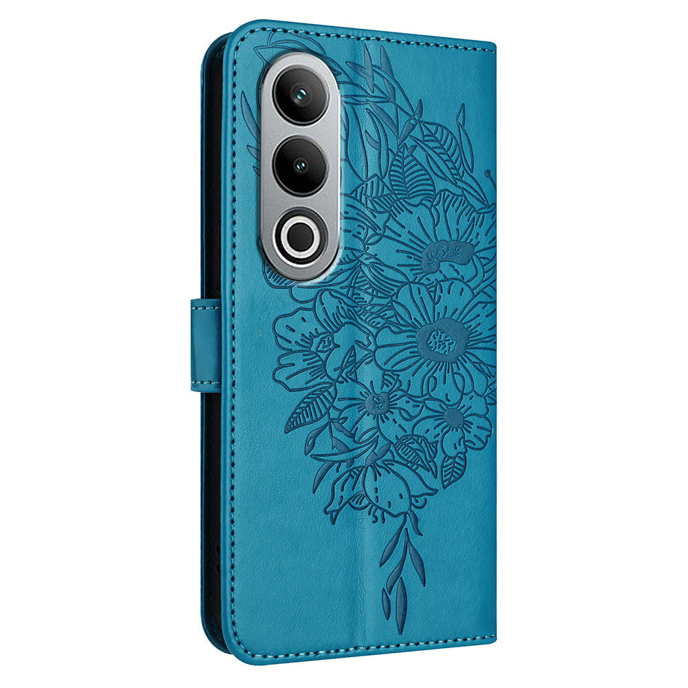 YB Imprinting Series-4 For OnePlus Nord CE4 5G Leather Case Stand Wallet Butterfly Phone Cover - Blue