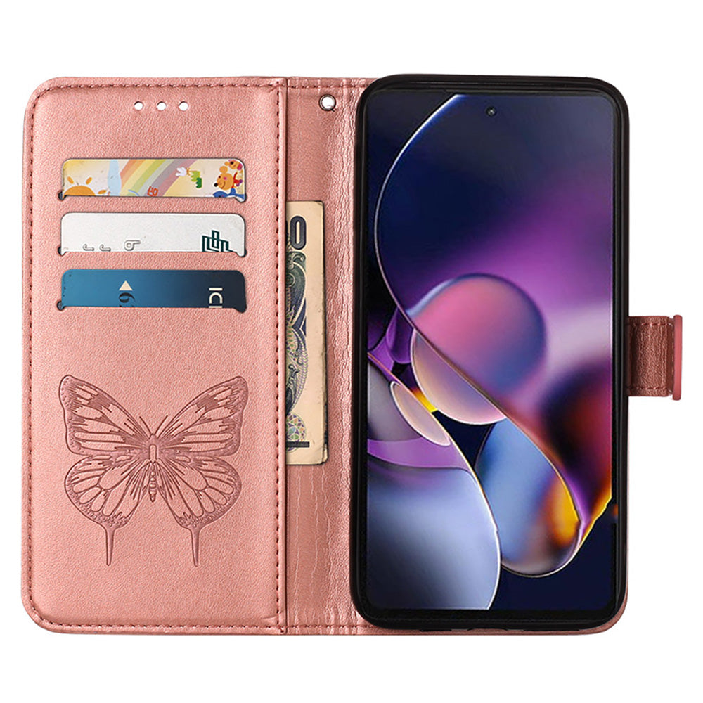YB Imprinting Series-4 For OnePlus Nord CE4 5G Leather Case Stand Wallet Butterfly Phone Cover - Rose Gold