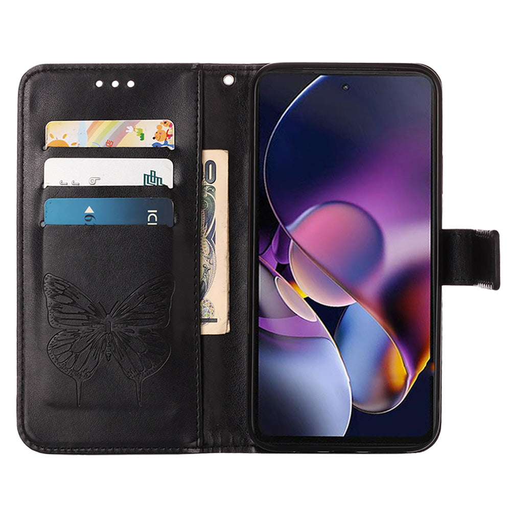YB Imprinting Series-4 For OnePlus Nord CE4 5G Leather Case Stand Wallet Butterfly Phone Cover - Black