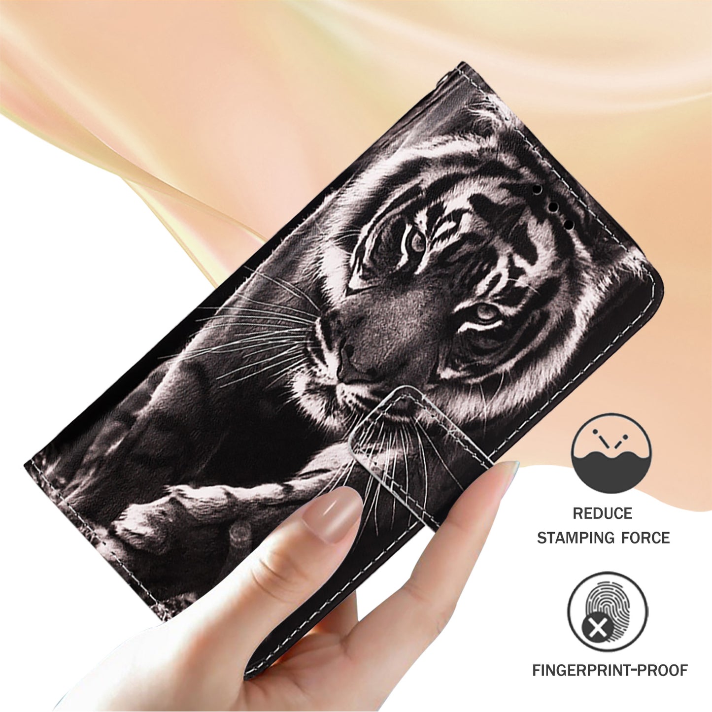 YB Pattern Printing Leather Series-4 for OnePlus Nord CE4 5G Case Anti-scratch Leather Flip Phone Cover - Tiger