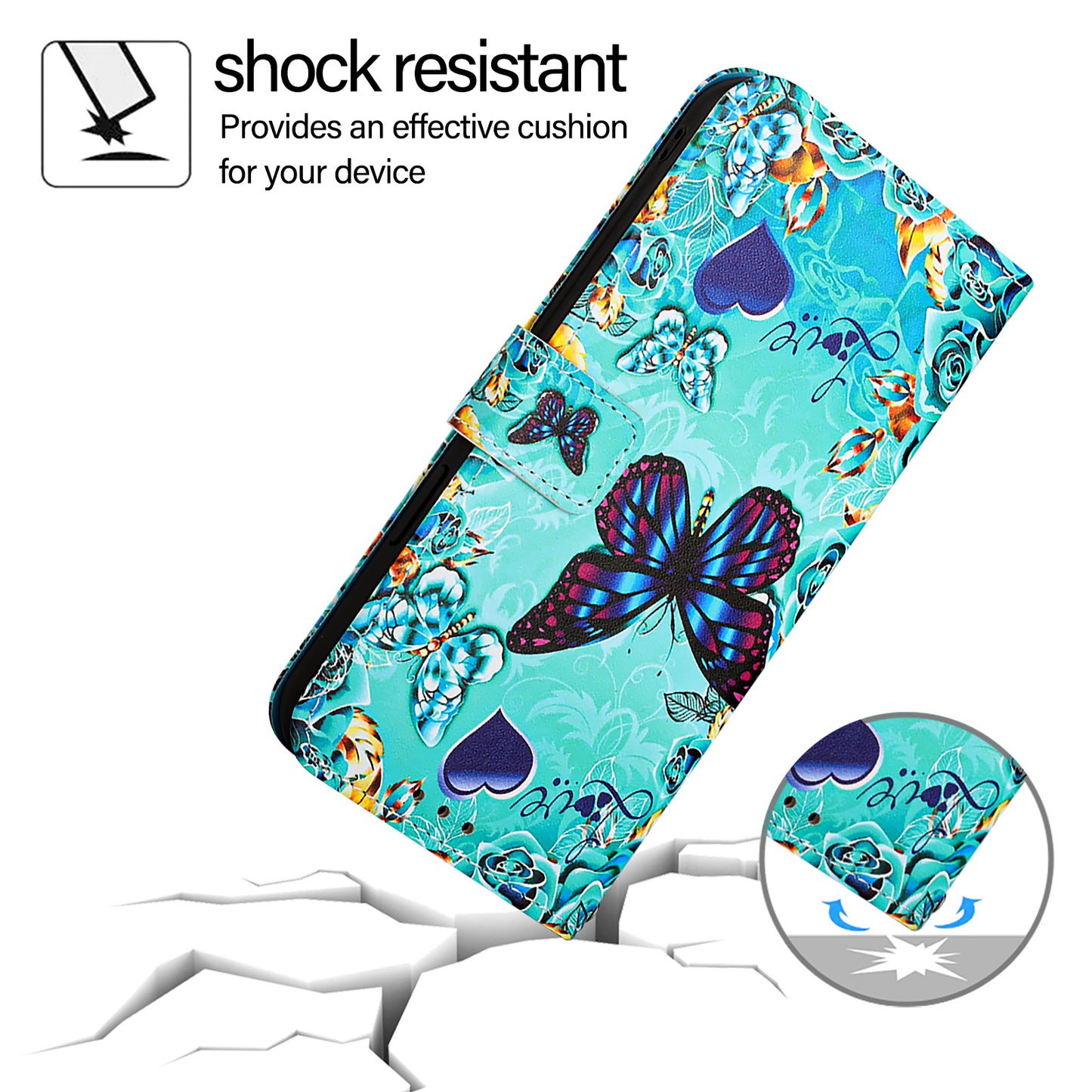 YB Pattern Printing Leather Series-4 for OnePlus Nord CE4 5G Case Anti-scratch Leather Flip Phone Cover - Butterfly and Heart