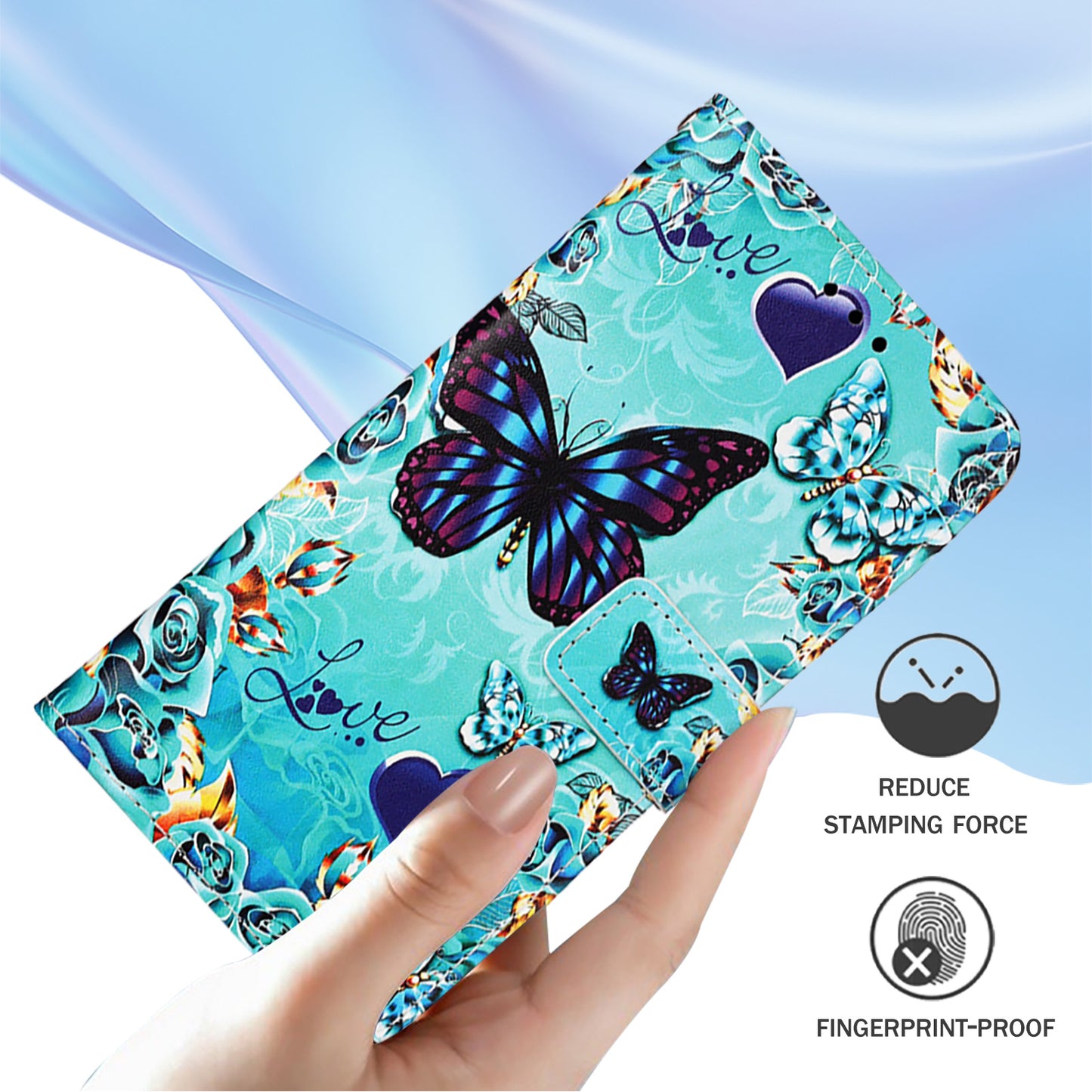 YB Pattern Printing Leather Series-4 for OnePlus Nord CE4 5G Case Anti-scratch Leather Flip Phone Cover - Butterfly and Heart
