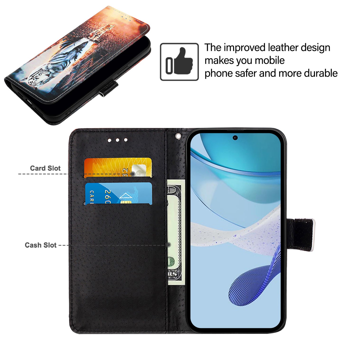 YB Pattern Printing Leather Series-4 for OnePlus Nord CE4 5G Case Anti-scratch Leather Flip Phone Cover - Cat and Tiger