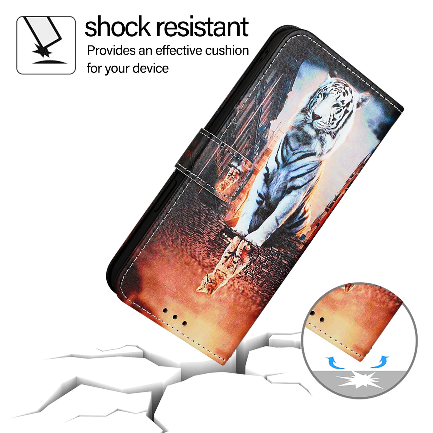YB Pattern Printing Leather Series-4 for OnePlus Nord CE4 5G Case Anti-scratch Leather Flip Phone Cover - Cat and Tiger