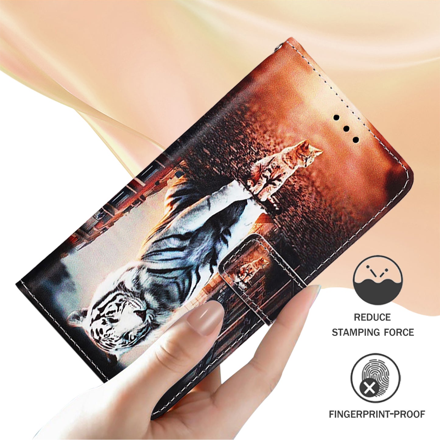 YB Pattern Printing Leather Series-4 for OnePlus Nord CE4 5G Case Anti-scratch Leather Flip Phone Cover - Cat and Tiger