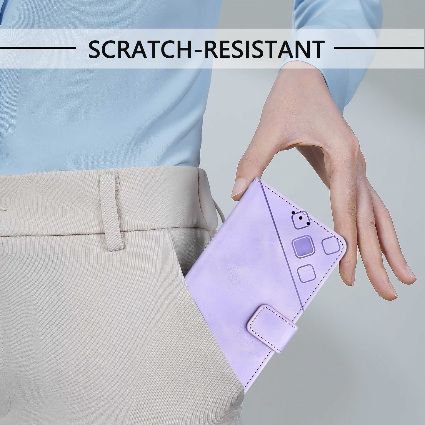 PT005 YB Imprinting Series-7 for OnePlus Nord CE4 5G Leather Wallet Phone Case with Shoulder Strap - Light Purple
