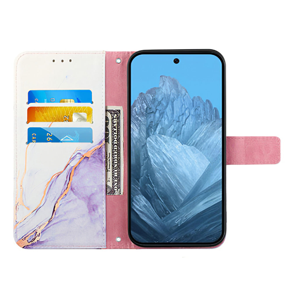YB Pattern Printing Leather Series-5 For OnePlus Nord CE4 5G Case Wallet Stand Phone Cover - White+Purple LS006