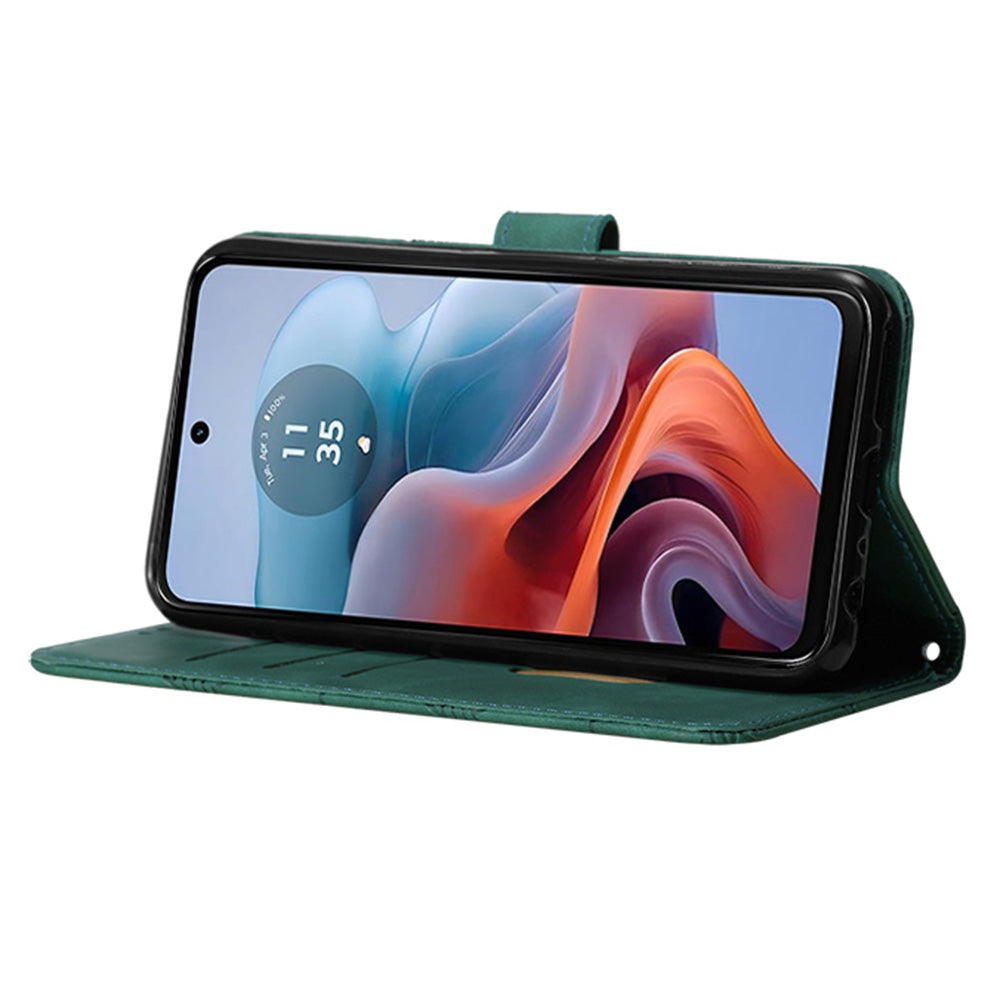 YB Imprinting Series-1 For Nothing Phone (2a) Wallet Case Imprinted Leather Phone Cover with Strap - Blackish Green