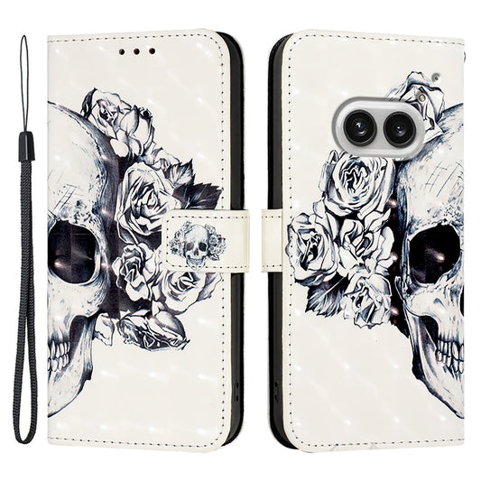 YB Pattern Printing Leather Series-2 For Nothing Phone (2a) Case Leather Phone Cover - Skull