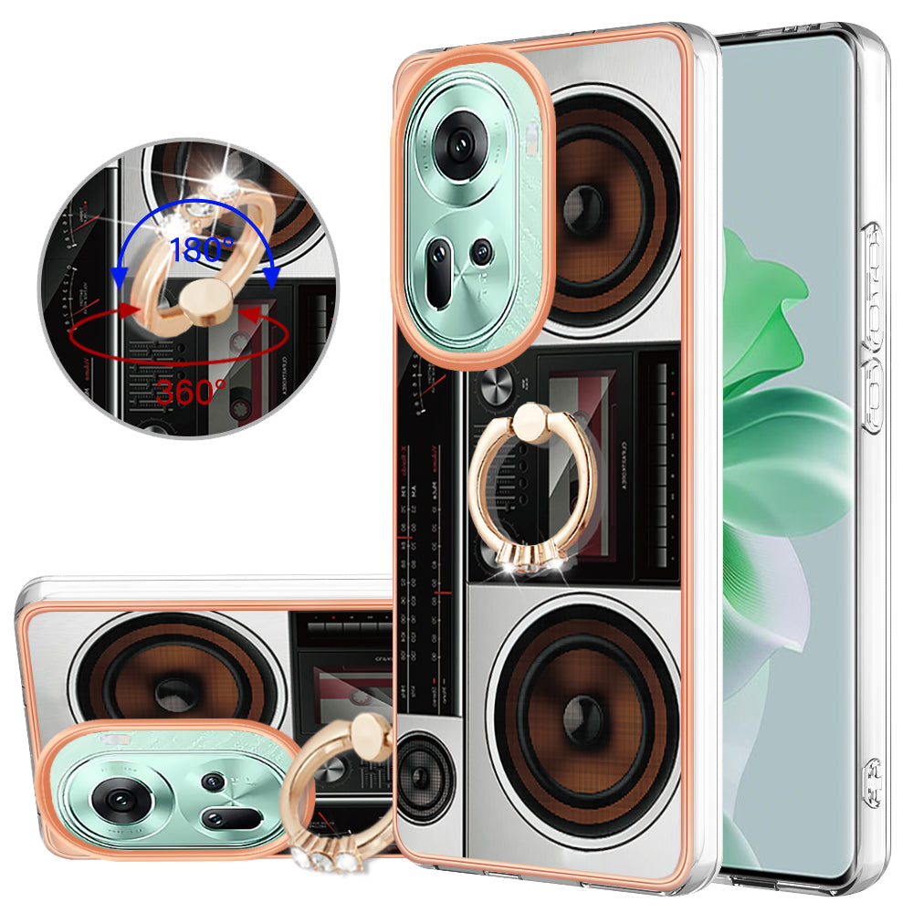 YB IMD Series-20 Style D for Oppo Reno11 5G (Global) Case 2.0mm Electroplating TPU Kickstand Cover - Radio