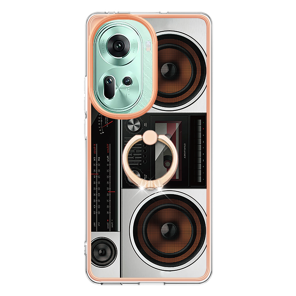 YB IMD Series-20 Style D for Oppo Reno11 5G (Global) Case 2.0mm Electroplating TPU Kickstand Cover - Radio