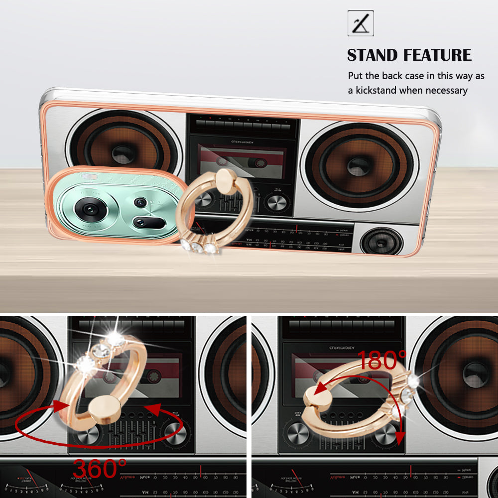 YB IMD Series-20 Style D for Oppo Reno11 5G (Global) Case 2.0mm Electroplating TPU Kickstand Cover - Radio