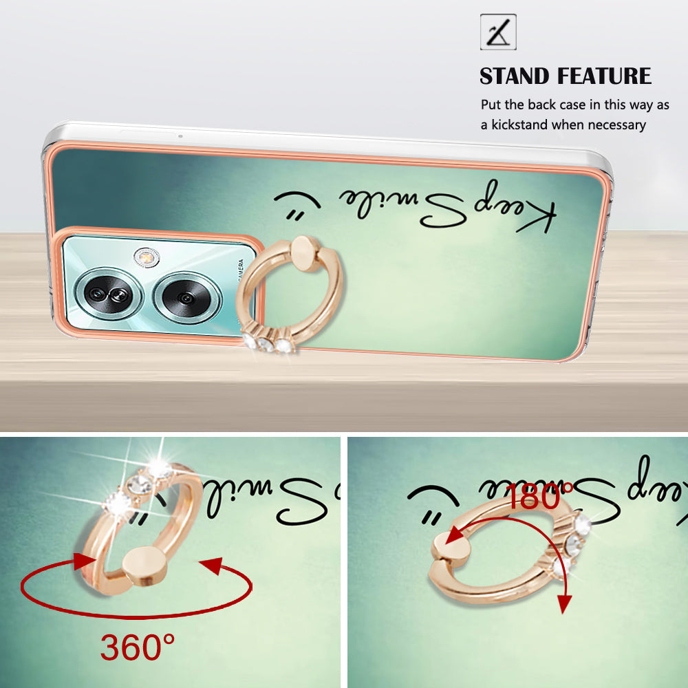 YB IMD Series-20 Style D for Oppo A79 5G / A2 5G Case Kickstand 2.0mm Electroplating TPU Cover - Keep Smile