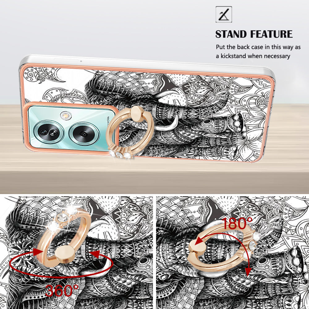 YB IMD Series-20 Style D for Oppo A79 5G / A2 5G Case Kickstand 2.0mm Electroplating TPU Cover - Totem Elephant