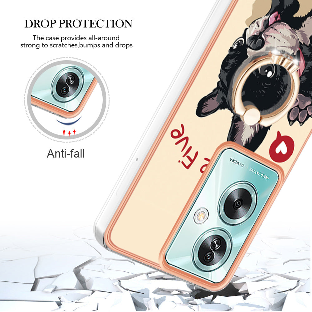 YB IMD Series-20 Style D for Oppo A79 5G / A2 5G Case Kickstand 2.0mm Electroplating TPU Cover - Dog